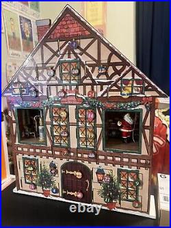 Old World Advent House Calendar Musical Animated Lighted Mr Christmas Tested