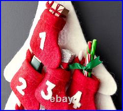 POTTERY BARN New RED STOCKING Wool Tree-Shaped Advent Calendar 45 T 30 W