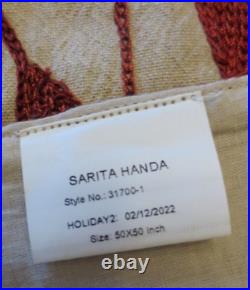 POTTERY BARN Rare New SARITA HANDA Embroidered Holiday Table Throw 50 x 50