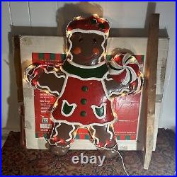 Pair (2) Vintage Yulescapes Foam Gingerbread Man/Girl Christmas Lighted Decor