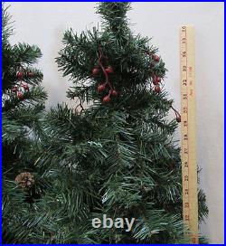 Pair Artificial Potted Pine Trees Christmas Unlit 42 Inch Outdoor Indoor Decor