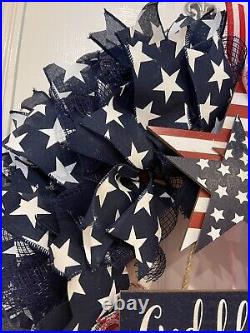 Patriotic WREATH God Bless America Red, White and Blue wreath 24 Memorial Day