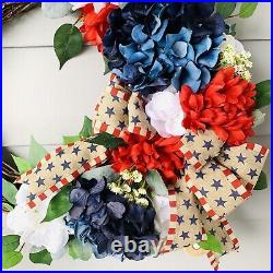 Patriotic floral grapevine wreath front door hangar with bow