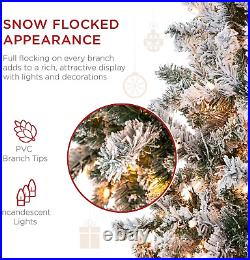 Pencil Christmas Tree 7.5Ft Pre-Lit Artificial Snow Flocked Slim Skinny Christma
