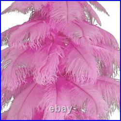 Pink Ostrich Feather Christmas Tree Real Bird Feather Branches Stand Included