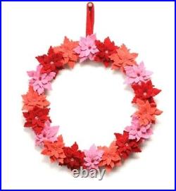 Pink Red Poinsettia Felted Flower Cody Foster Wreath Christmas mid century