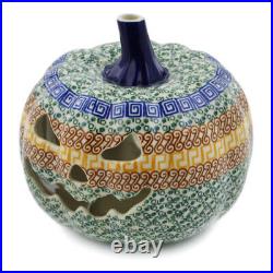 Polish Pottery Jack O Lantern Candle Holder 7 Ceramika Artystyczna Grecian Sea