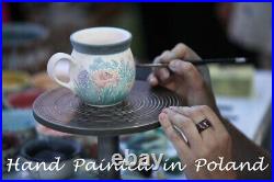 Polish Pottery Santa Shaped Jar 13 Spotted Garden UNIKAT
