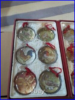 Pottery Barn 12 Days of Christmas Glass Ornaments Set of 12 COMPLETE