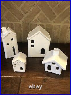 Pottery Barn Ceramic Christmas Village House Set 4 Decor Large Tall Small Mini