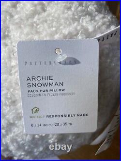 Pottery Barn Cozy ARCHIE Snowman Shaped Pillow Christmas Holiday NEW