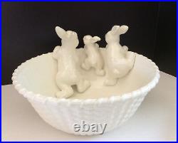 Pottery Barn Easter Bunny Basket Large Ironstone Serving Bowl New with Tags
