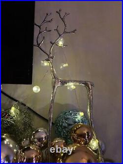 Pottery Barn Galvanized Metal Reindeer Christmas Tree Ornament Lot 3 Pieces
