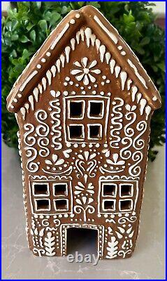 Pottery Barn Gingerbread Village House TALL Brown StonewareChristmas New