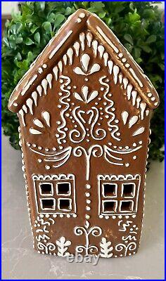 Pottery Barn Gingerbread Village House TALL Brown StonewareChristmas New