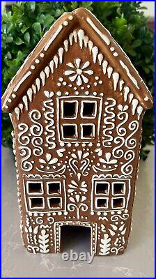 Pottery Barn Gingerbread Village House TALL Brown StonewareChristmas New