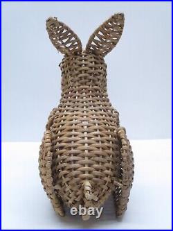 Pottery Barn Handcrafted Rattan Bunny Set Of 2 Rabbit Animals Seasonal Spring