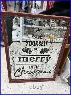 Pottery Barn Have Yourself A Merry Little Christmas Mirrored Wall Art