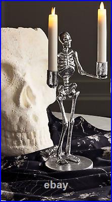 Pottery Barn Metal Skeleton Taper Candle Holder Halloween 13 New