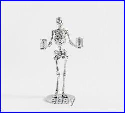 Pottery Barn Metal Skeleton Taper Candle Holder Halloween 13 New