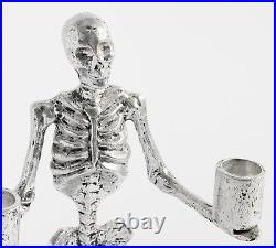 Pottery Barn Metal Skeleton Taper Candle Holder Halloween 13 New