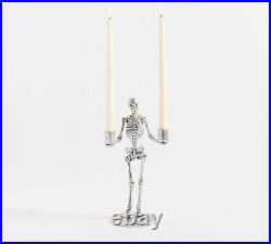 Pottery Barn Metal Skeleton Taper Candle Holder Halloween 13 New