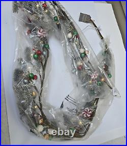 Pottery Barn Peppermint Twist Bauble String Lights GARLAND- 6 ft New in Package