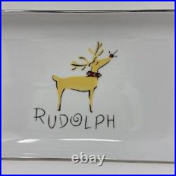 Pottery Barn Rudolph Reindeer Serving Platter Rectangular Plate Appetizer Cookie