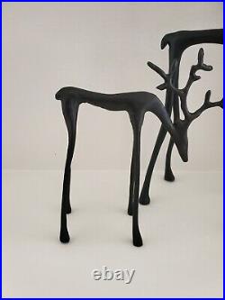 Pottery Barn SET/2 Bronze Sculpted Reindeers? Christmas? Decor Sm/Med NEW