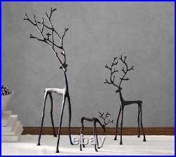Pottery Barn SET/2 Bronze Sculpted Reindeers? Christmas? Decor Sm/Med NEW