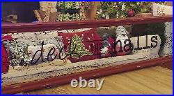 Potterybarn Deck The Halls Christmas Wood Mirror Wall Art No Longer Avail NIB