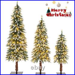 Pre-Lit Christmas Tree Set of 3 Slim Artificial Lighted Xmas Decoration 3/4/5 FT