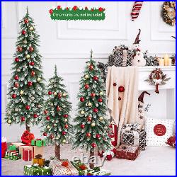 Pre-Lit Christmas Tree Set of 3 Slim Artificial Lighted Xmas Decoration 3/4/5 FT