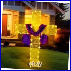 Pre-Lit Easter Outdoor Decoration 3.94 ft He is Risen Easter Yard Cross