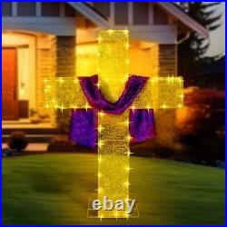 Pre-Lit Easter Outdoor Decoration 3.94 ft He is Risen Easter Yard Cross
