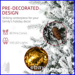 Prelit Artificial Christmas Tree Holiday Décor with Snow Flocked Branches