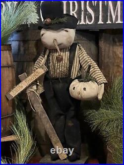 Primitive Country Christmas Handcrafted Snow Friends Standing Seth The Snowman