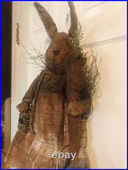 Primitive grungy rabbit bunny by artist MOSES ALLEN 35 long Handmade 2019