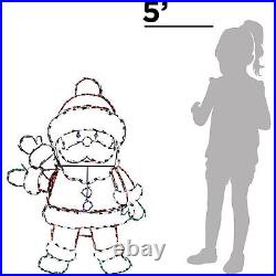ProductWorks 48 In Pro-Line LED Animation Waving Santa Yard Decoration (2 Pack)