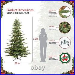 Puleo International 7.5 Foot Pre-Lit Aspen Fir Artificial Christmas Tree with