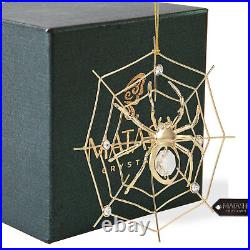 (Qty 12) Matashi 24K Gold Plated Crystal Studded Lucky Spider Hanging Ornaments