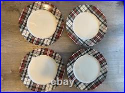RARE Pottery Barn DENVER Plaid Dinner Plate, set of four