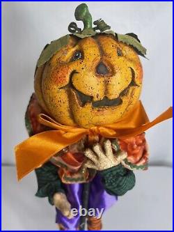 RARE VTG Pumpkin On A Stick Halloween Decor