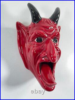 RARE vtg Ceramic Devil Krampus ashtray wall hanger incense burner halloween