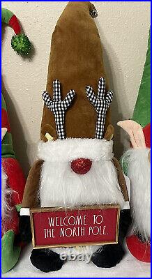 Rae Dunn Christmas Holiday Weighted Gnome Plush Decor Set Of 3