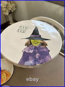 Rae Dunn Halloween Hocus Pocus Pedestal Cake Plate & 4 Dessert Plates
