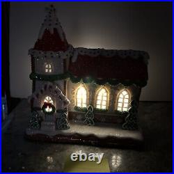 Rare 10.75 VALERIE PARR HILL chapel Church White Chocolate GINGERBREAD LIGHTED