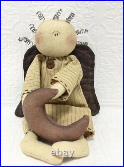 Rare Honey and Me Angel Holding A Moon Doll Primitive Country Doll Ornament