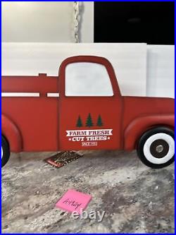 Rare Mr Christmas 36 In/Outdoor Metal Retro Red Pickup Truck Yard/Wall Hanging