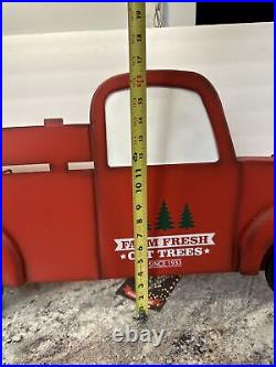Rare Mr Christmas 36 In/Outdoor Metal Retro Red Pickup Truck Yard/Wall Hanging